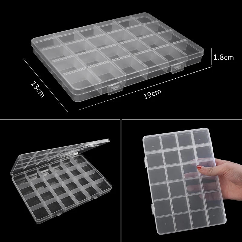 Transparent Plastic Storage Jewelry Box Compartment Adjustable Container For Beads Earring Box For Jewelry Rectangle Box Case