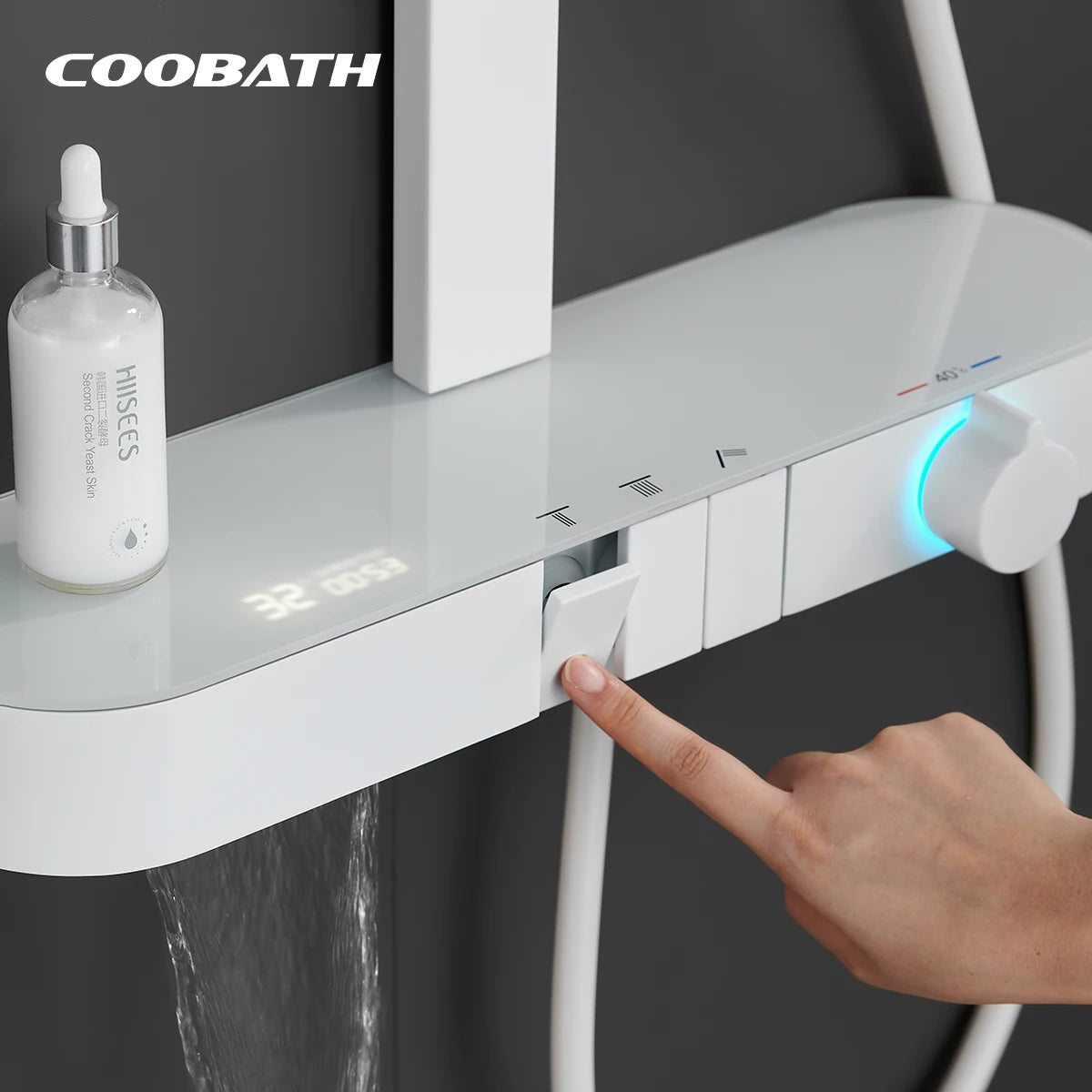 Modern New Designed Shower Sprinkler Handheld High Pressure Waterfall Digital Display Shower Head System With Storage Rack