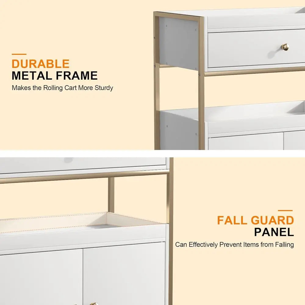 Mobile Beauty Cart with Lockable Wheels: Storage Drawers for Hair, Makeup, Spa, Massage, Lash, Tattoo, Pedicure Tools