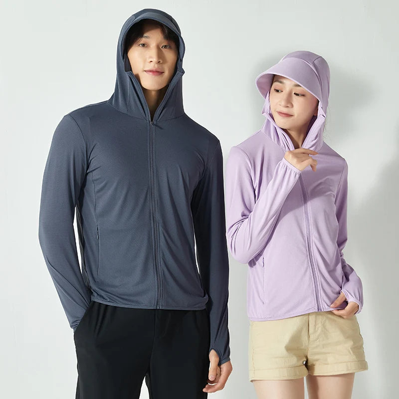 New High-quality Ice Silk Slim Fit Couple Sunscreen Suit Summer Ultra-thin Breathable Outdoor Sports UV Resistant Jacket