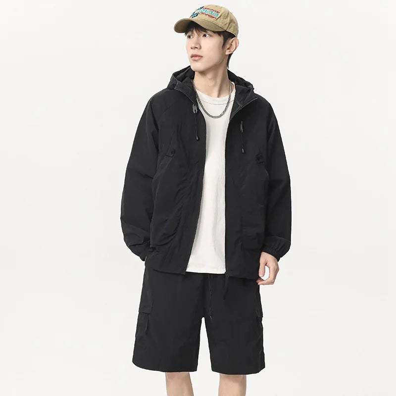 Ice Silk Dry Summer Lightweight Outdoor Men's Sun Protection Clothing Set Breathable Cool Feeling Long Jacket