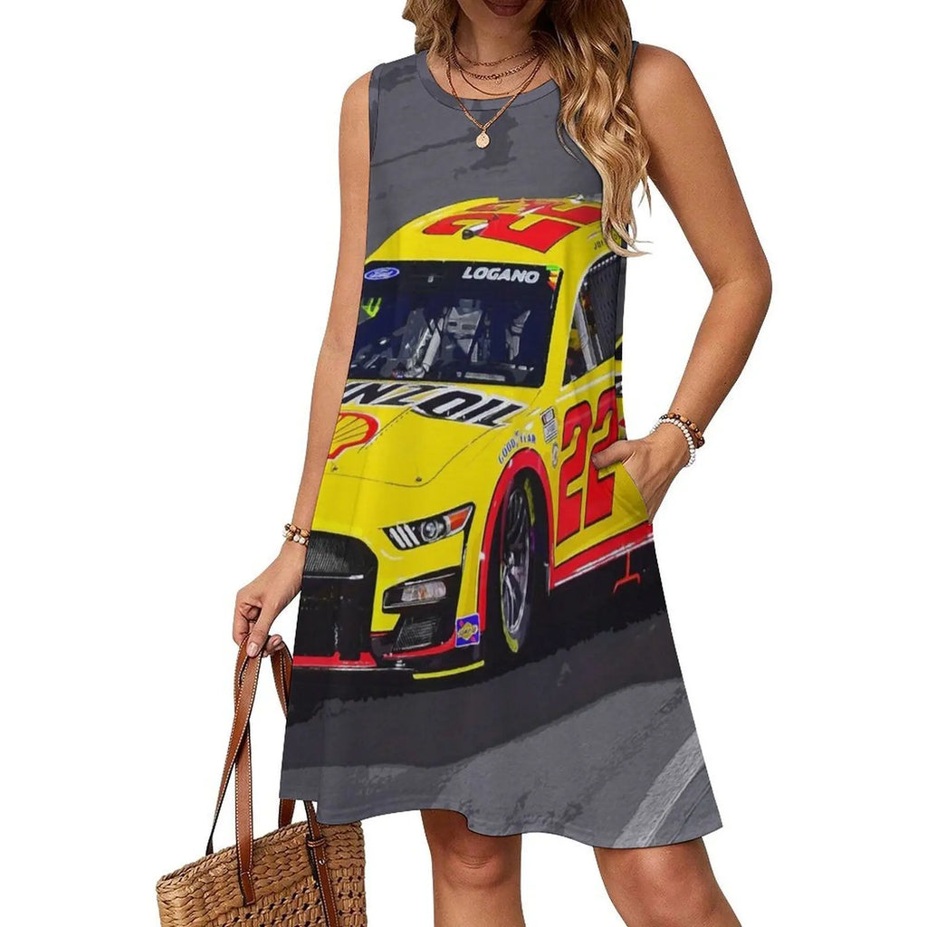 Joey Logano Racing His 2023 Racecar Korean Style Casual Dress For Women Simple Daily Office Lady Dresses Car Stock Racing