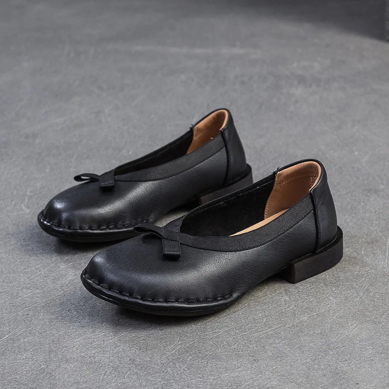 2.5cm Cow Genuine Leather Ethnic Autumn Moccasin Elegance Luxury Flats Ladies Shallow Woman Comfy Soft Soled Spring Shoes