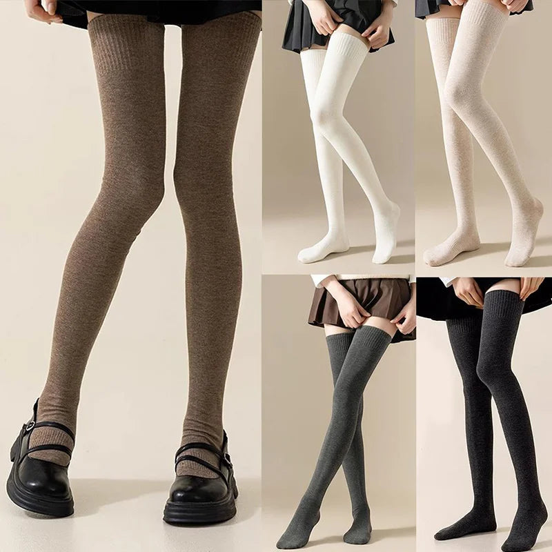 New Winter Extended Leg Socks Thigh High Socks For Women 100cm JK Lolita Stockings Over The Knee Stocks Slim Velvet Thigh Socks