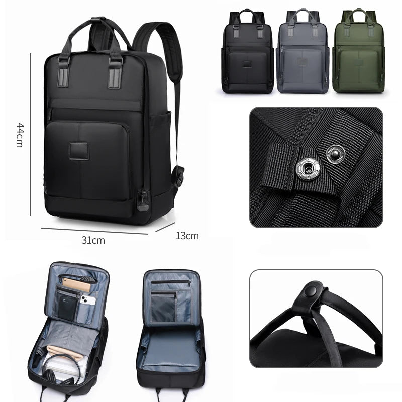 Toposhine Multifunctional Business Backpack Stylish Nylon Laptop Backpack with Multiple Pockets Durable Travel Work Bag Commute