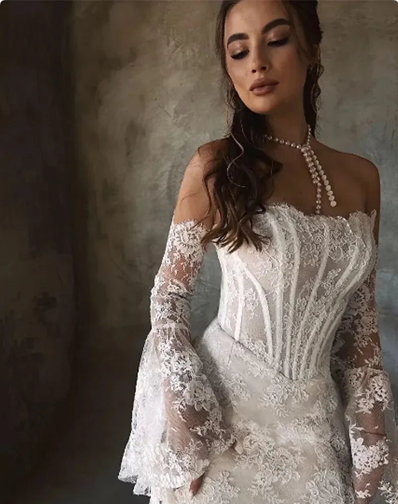 Customized 2026 A-Line Sexy Backless Lace Applique Princess Wedding Dress Cocktail Party Dress And Detachable Ball Bridal Dress