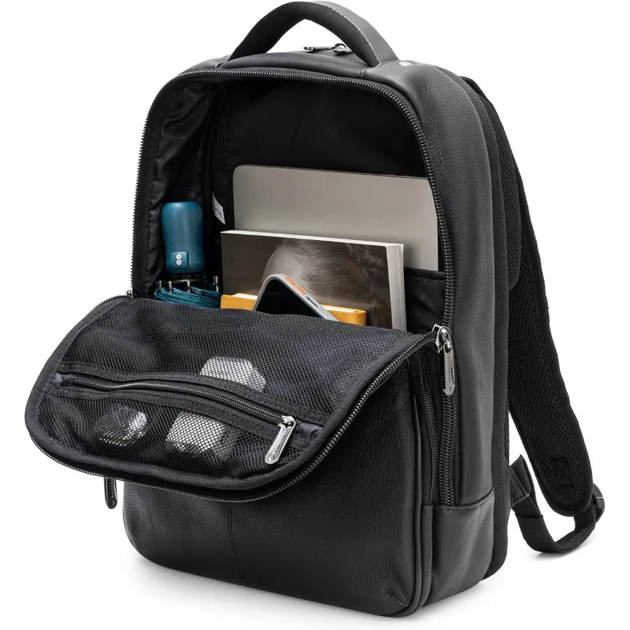 Olsen 13 Laptop Travel Backpack Genuine Leather Slim Business Travel Carry On Daypack