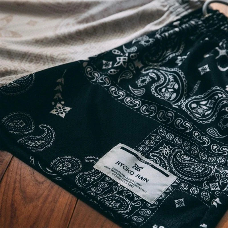 RYOKO RAIN New summer men's shorts men and women's fashion beach seaside casual shorts mesh sports quick-drying quarter pants