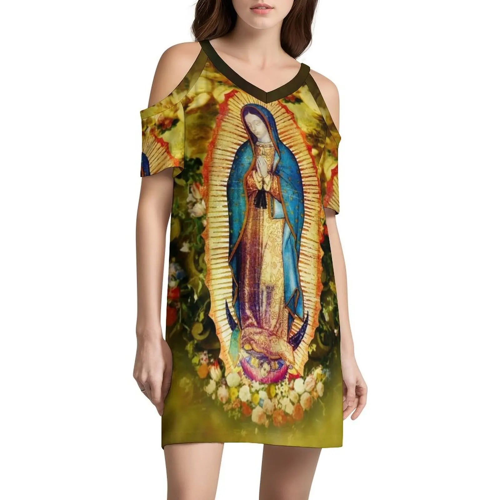 Our Lady Of Guadalupe Mexican Virgin Mary Mexico Aztec Women's Streetwear Party Dress Trendy Print Club Clothing For Female