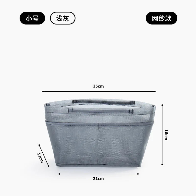 New Nylon Mesh Inner Bag  Lager Capacity Anti-Collapse Tote Liner Bag  Multi-Pocket Expand Space Insert Bag Compartments