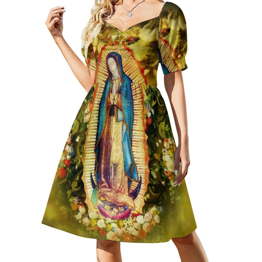 Our Lady Of Guadalupe Mexican Virgin Mary Mexico Aztec Women's Streetwear Party Dress Trendy Print Club Clothing For Female