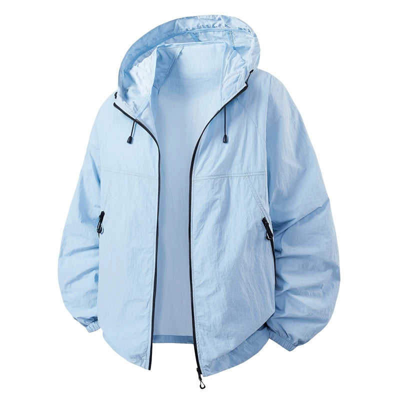 Lightweight Thin Ice Silk UV Protection Clothing for Men Summer Outdoor Sports Hooded Jaet Breathable Qui Dry Polyester F...