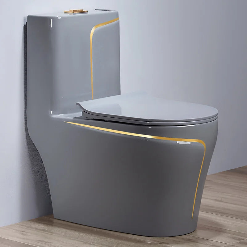 Modern Gold Line Colored One Piece Toilet and Sink Set  Toilet with TankTornado Flush Bathroom Wc Toilet Sanitary Ware