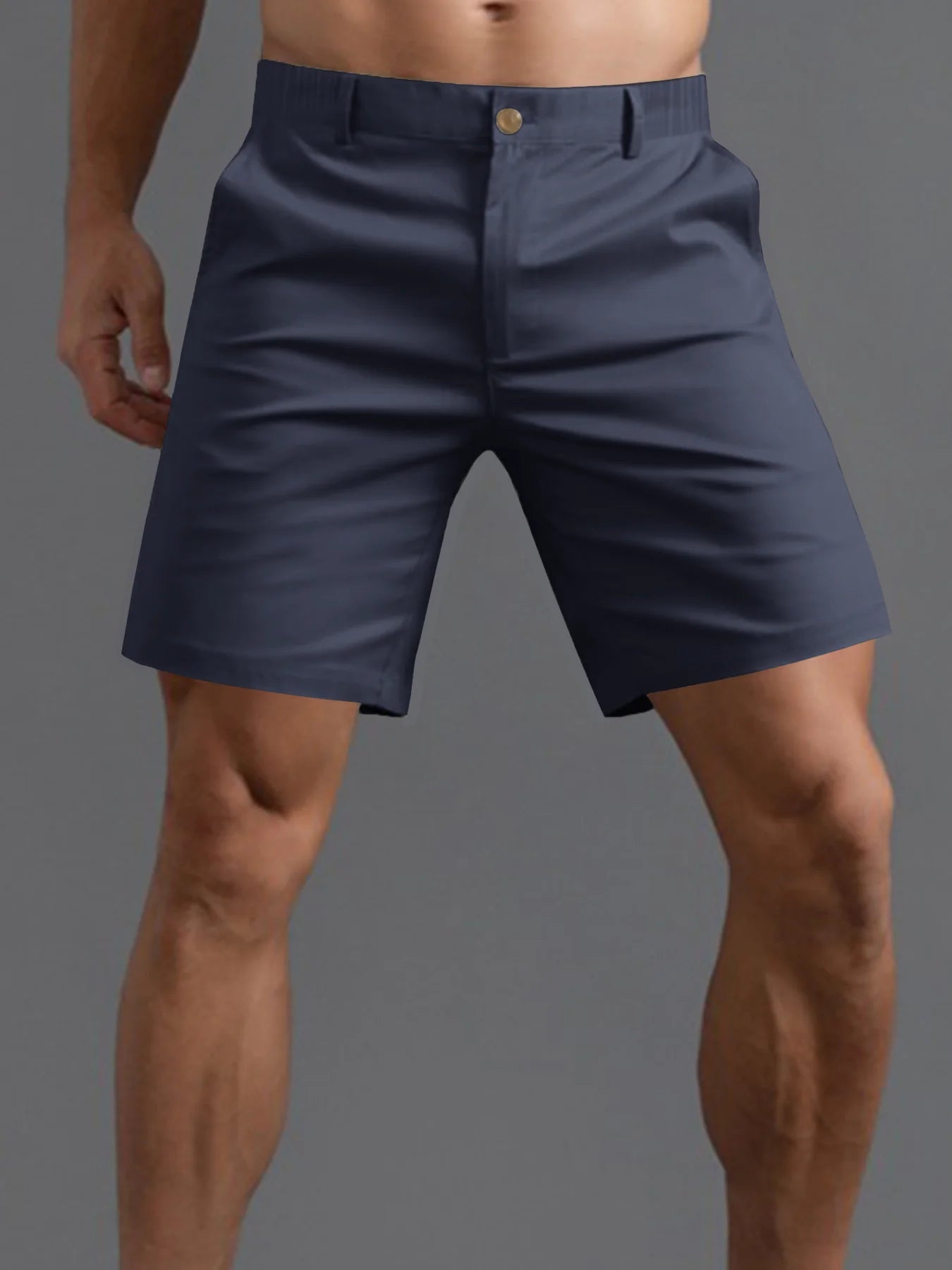 Summer Casual Shorts Mens Fit Solid Color Cargo Shorts Breathable Button Elastic Waist Sports Hiking Golf Shorts Streetwear Male