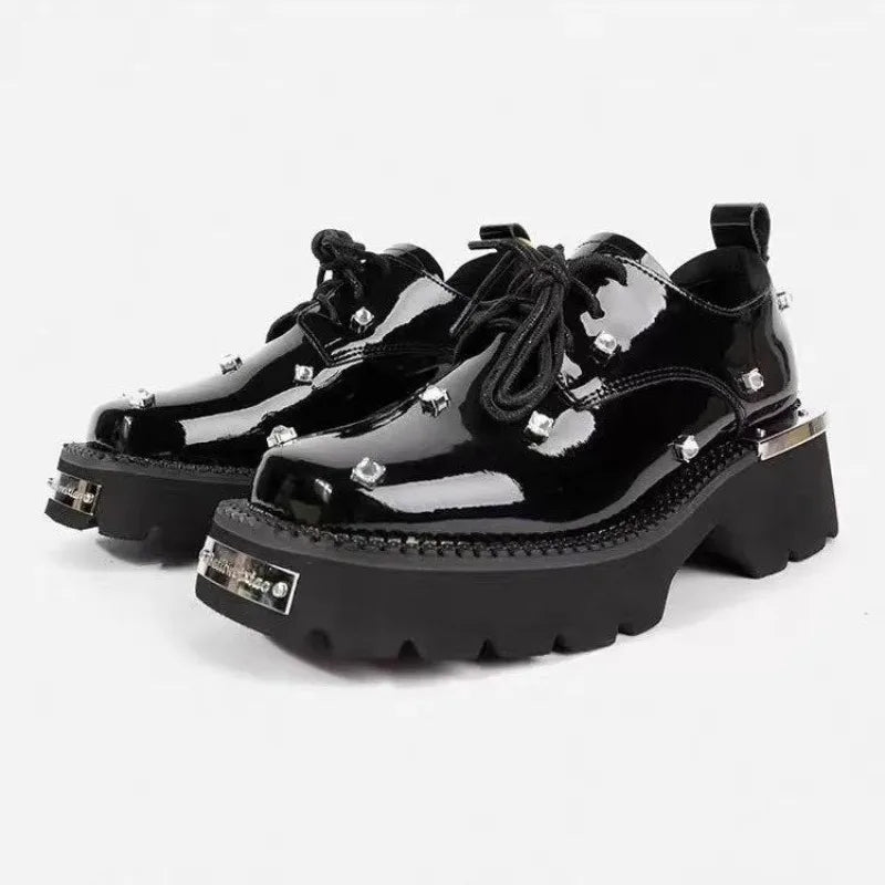 Women Loafers Crystal Platform Chunky Mary Janes Shoes 2025 Casual Sport Sandals Luxury Trend Sneakers Lace Up Woman