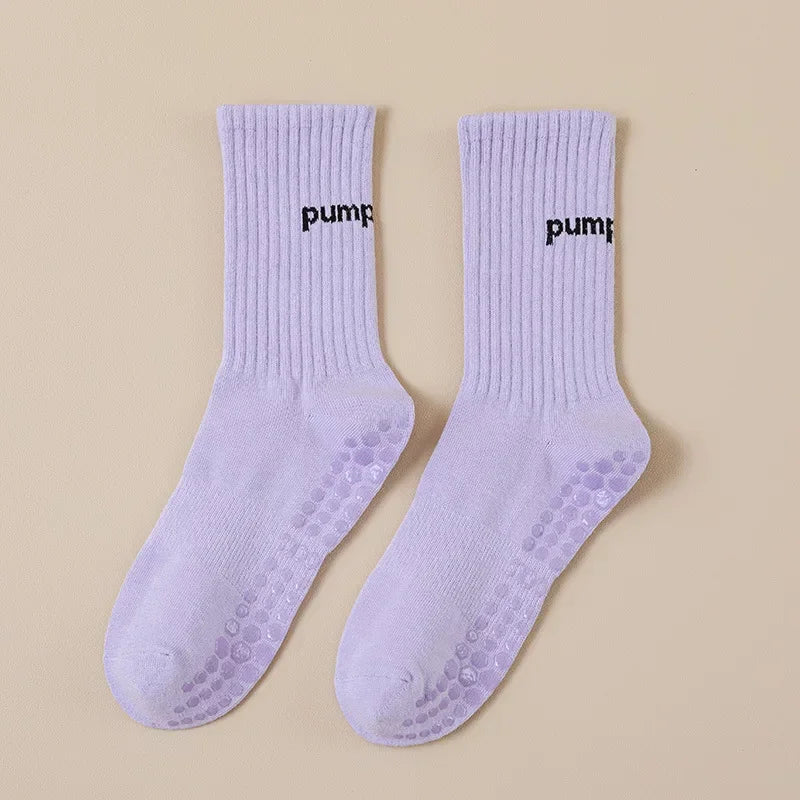 Women Mid Tube Yoga Socks Anti Slip Fashion Professional Pilates Socks Indoor Dance Trampoline Floor Fitness Sports Socks