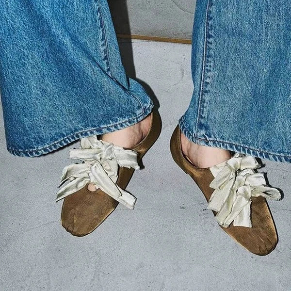 Women's Bowtie Decor Soft Sole Ballet Flat Shoes 2025 Trend Comfort Slip On Loafers Woman Non Slip Casual Shoes