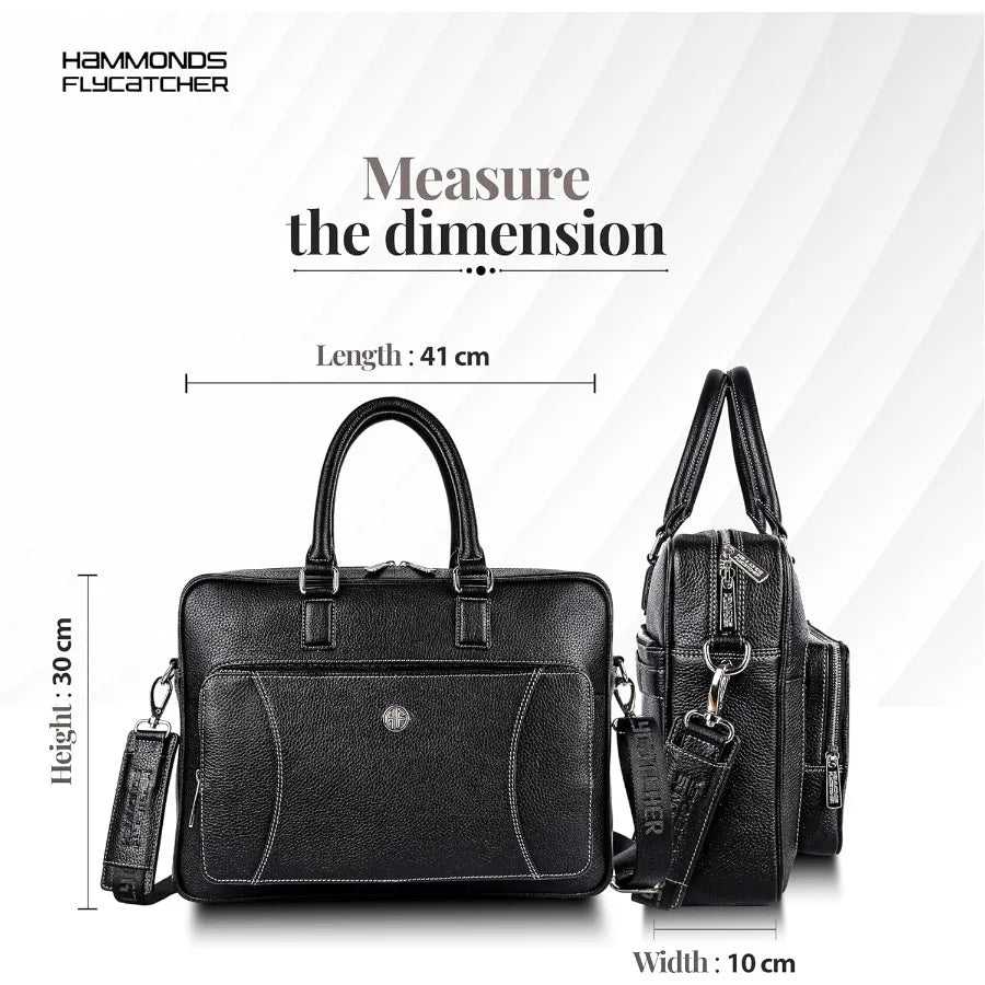 HAMMONDS FLYCATCHER Genuine Leather Laptop Bag for Men Padded 15.6" Laptop Sleeve Leather Messenger Bag for Men Briefcases