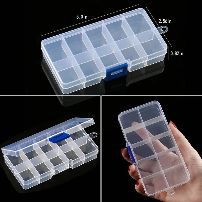 Transparent Plastic Storage Jewelry Box Compartment Adjustable Container For Beads Earring Box For Jewelry Rectangle Box Case