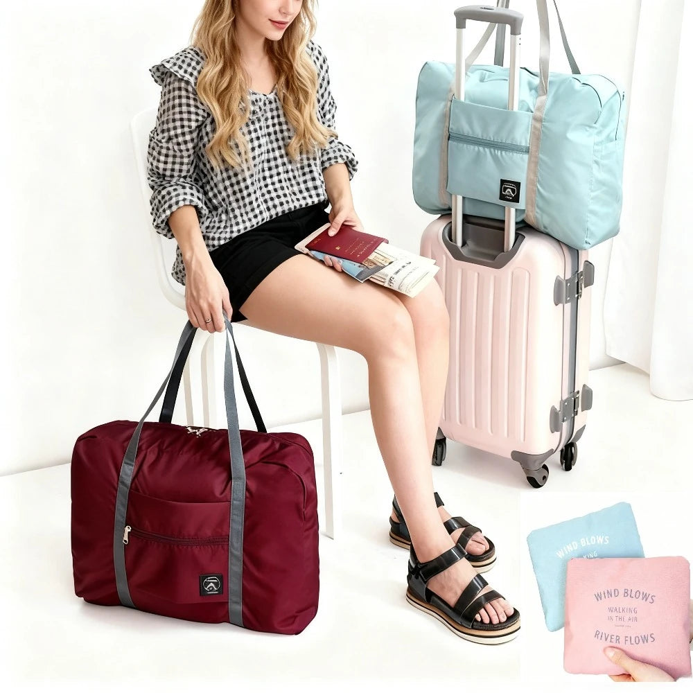 Foldable Travel Duffel Bag for Airlines Carry on Bag for Women and Girls Lightweight Large Capacity Sports Weekend Trip Overnigh