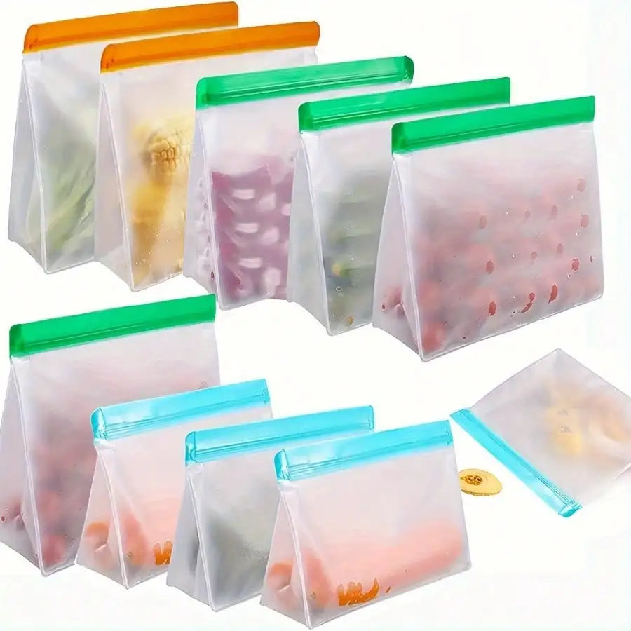 Reusable Silicone Food Storage Bag, Leak Proof Reusable Freezer Bag, Travel/Home Storage Bag Kitchen, Gift Bag Vacuum Sealed Bag