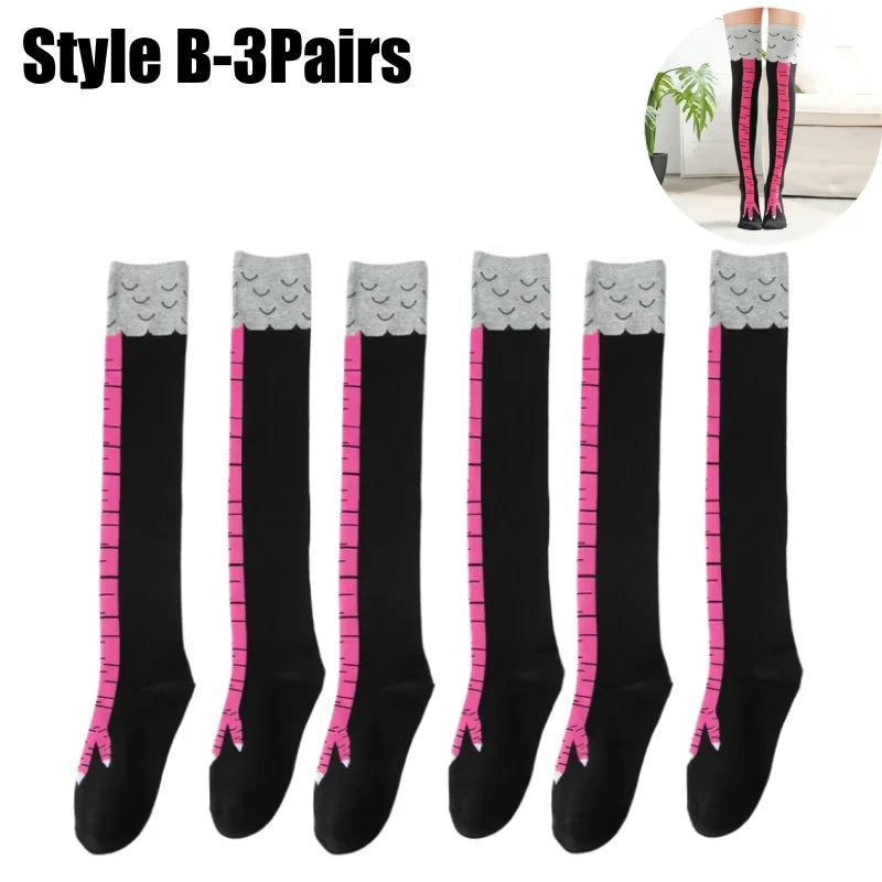 Funny Chicken Leg Socks for Adults Novelty Gifts for Halloween Party Knee High Slimming with Breathable Trendy Stockings