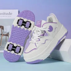 Roller Skate Shoe Walking Shoes With Four-wheel Student Sports Pulleys Walking Shoes With Wheels Summer Spring Kids Sneakers