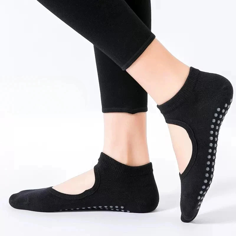 High Quality Women Yoga Socks Anti-Slip Breathable Backless Pilates Socks Ankle Ladies Ballet Dance Sports Socks for Fitness Gym