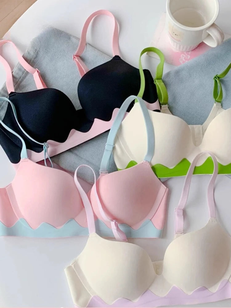 Japanese Kawaii Lingerie Bras for Girls, Dopamine Cute Seamless Bra & Sexy, Push Up Bralette Small Chest, Comic Anime Bestseller