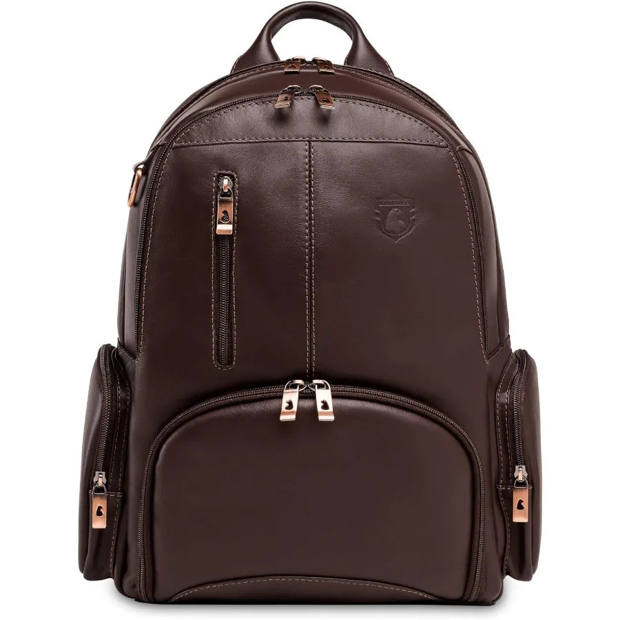 Nordweg Leather Laptop Backpack NW072B Lightweight Daypack for Work Travel and College Fits Laptops up to 15.6" Brown
