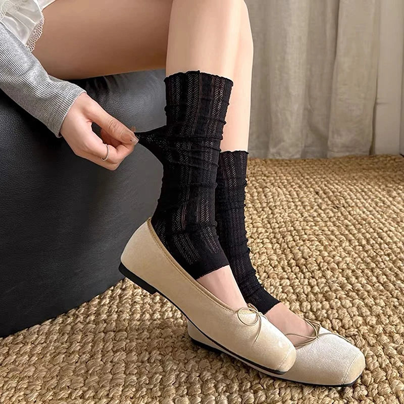 【No】Ballet Style Lace Leggings - Mesh Leg Warmers for Women & Girls with Kawaii Lolita Socks Design