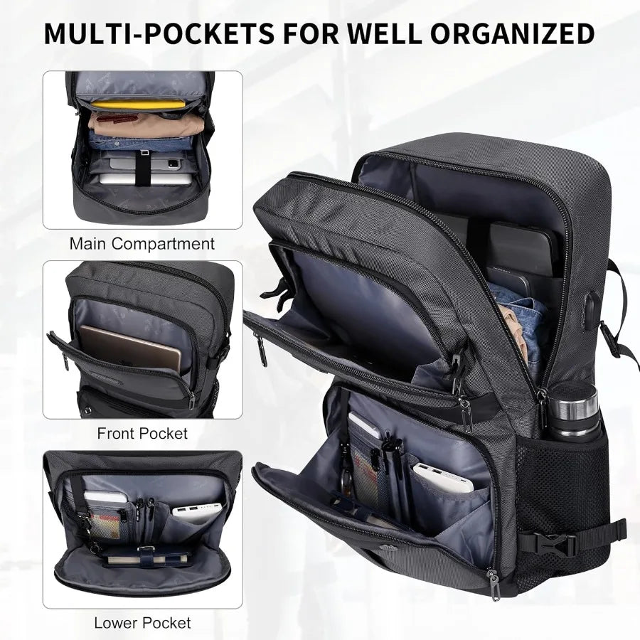 WITZMAN Carry on Travel Backpack for Men Women Laptop Backpack with USB Charging Port Airline Approved B683 Silvery Grey