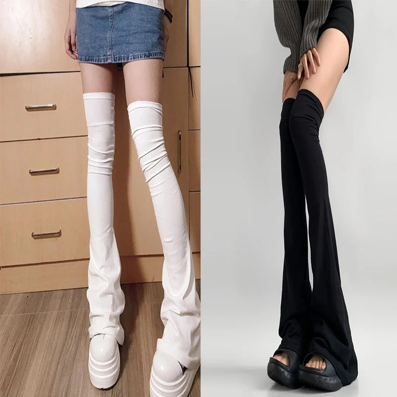 Y2K Leg Stockings Elasticity Slimming Knee Socks Japanese Style Spicy Femboy Over The Knee Horn Shaped Cuffs Sexy Accessories