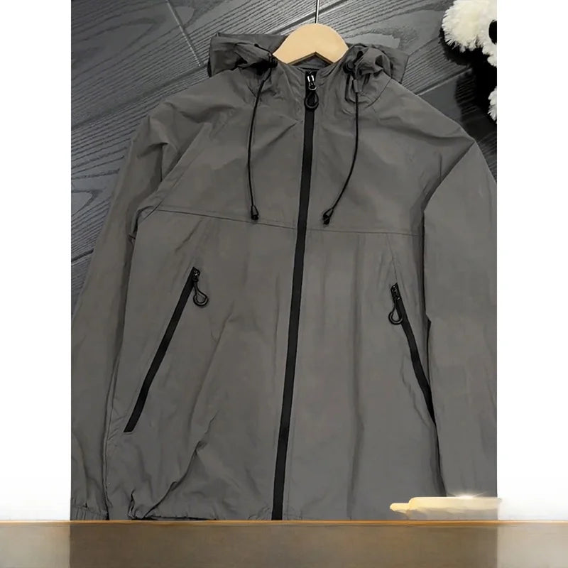 Lightweight Thin Ice Silk UV Protection Clothing for Men Summer Outdoor Sports Hooded Jaet Breathable Qui Dry Polyester F...