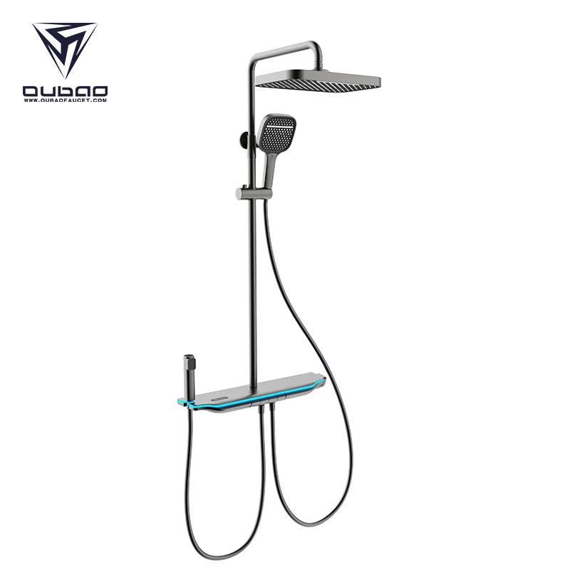 Thermostatic Control Piano Shower System Smart Digital Wall Mounted Shower Head Bathroom Shower Set