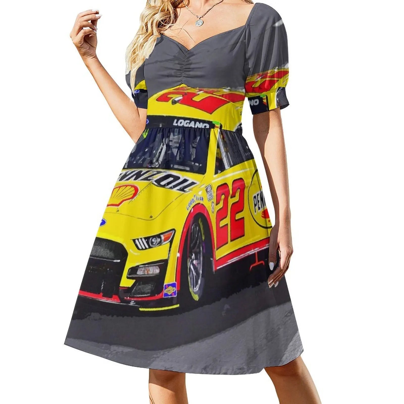 Joey Logano Racing His 2023 Racecar Korean Style Casual Dress For Women Simple Daily Office Lady Dresses Car Stock Racing
