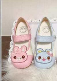 Cute Soft Girl Original Student Indoor Shoes Cute Soft Girls Women's Lolita Sweet Embroidered Rabbit Small Leather Shoes Female