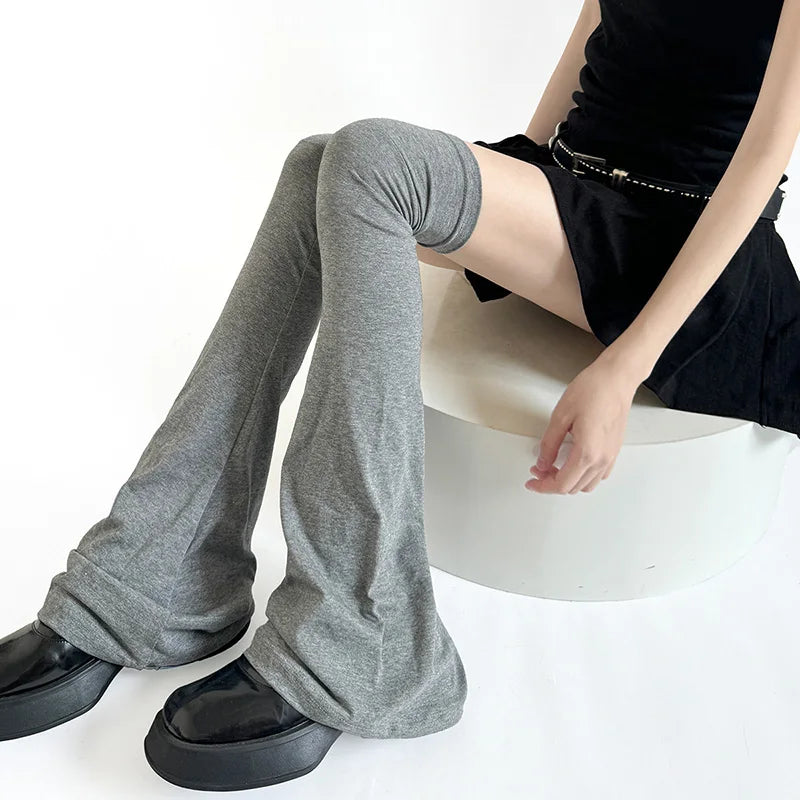 Y2K Leg Stockings Elasticity Slimming Knee Socks Japanese Style Spicy Femboy Over The Knee Horn Shaped Cuffs Sexy Accessories