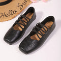 2026 New Retro Versatile Low-heel Lace-up Cuff Women's Flats Shoes for Women Large Size Square Toe Soft Bottom Ladies Shoes