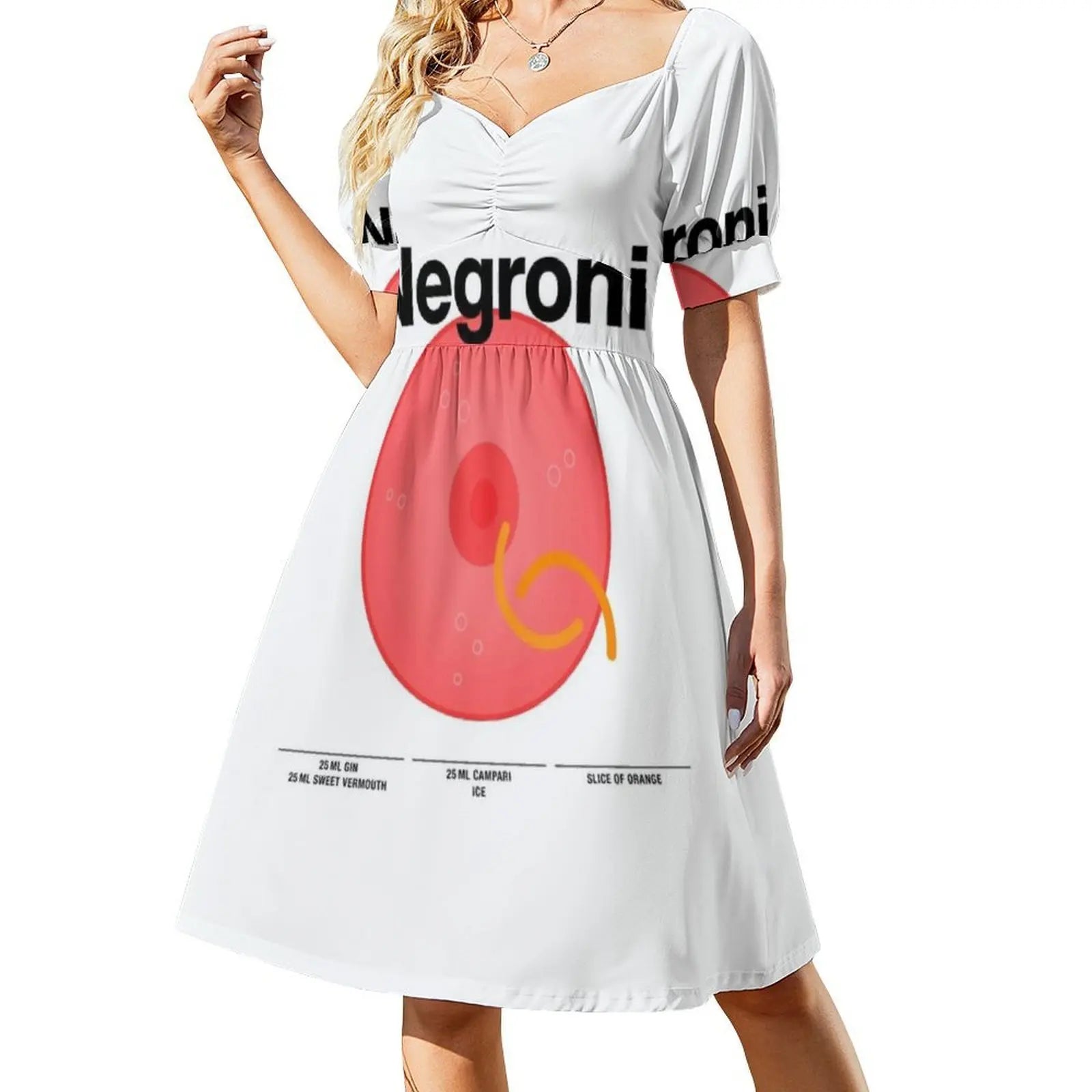 Cocktail Mixology For The House Bar " Negroni " Vintage Bohemian Dress Puff Sleeve Or Sleeveless Options For Women Dress