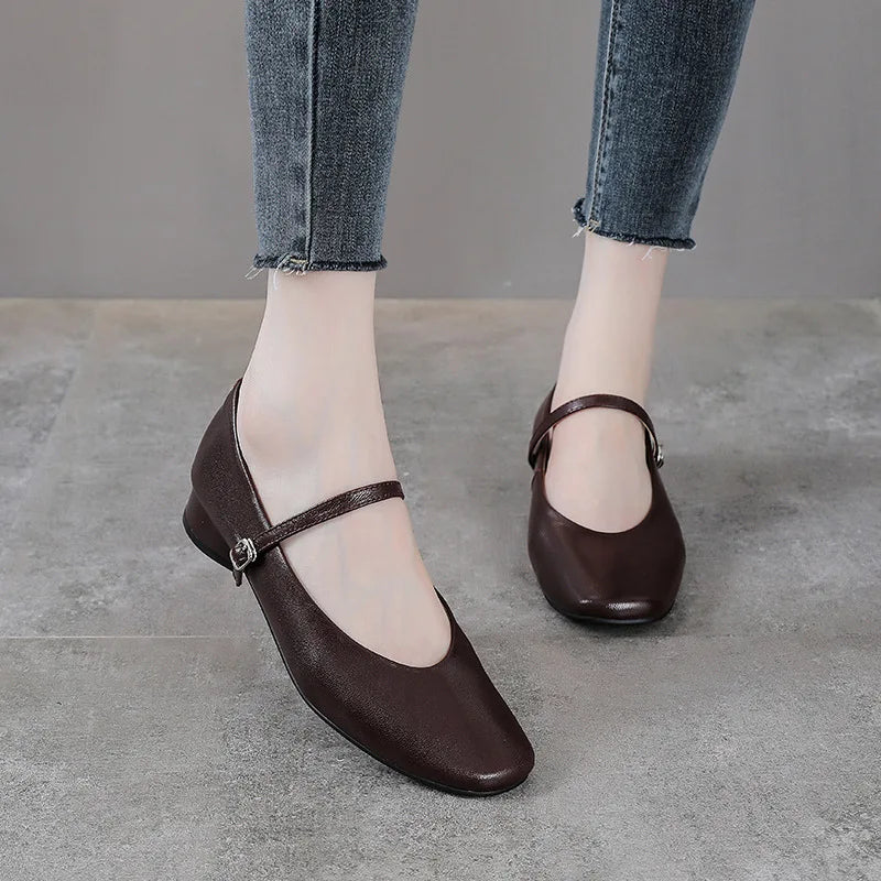 3cm Genuine Leather Hollow Rubber Shoes Platform Wedge High Brand Buckle Breathable Point Toe Slipper Sandals Flats Women