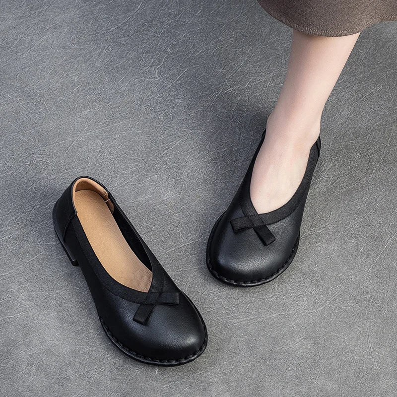 2.5cm Cow Genuine Leather Ethnic Autumn Moccasin Elegance Luxury Flats Ladies Shallow Woman Comfy Soft Soled Spring Shoes