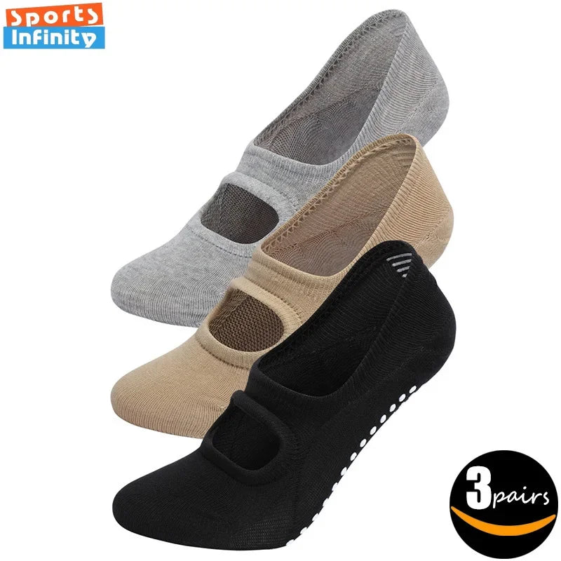 【 3 Pair Set 】Backless Yoga Socks Women Anti Slip Professional Pilates Socks Indoor Ballet Dance Fitness Sports Socks Women