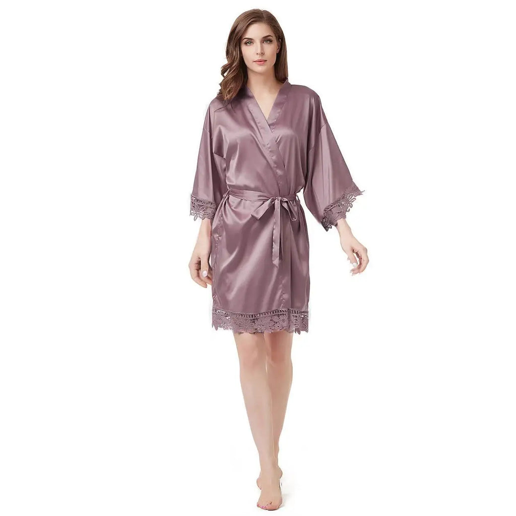Bridesmaid Robes Bride Gift Bride Robe Bridesmaid Gift Satin Lace Robe Bride Dressing Gown Bridal Party Robes Wedding Robe Perso
