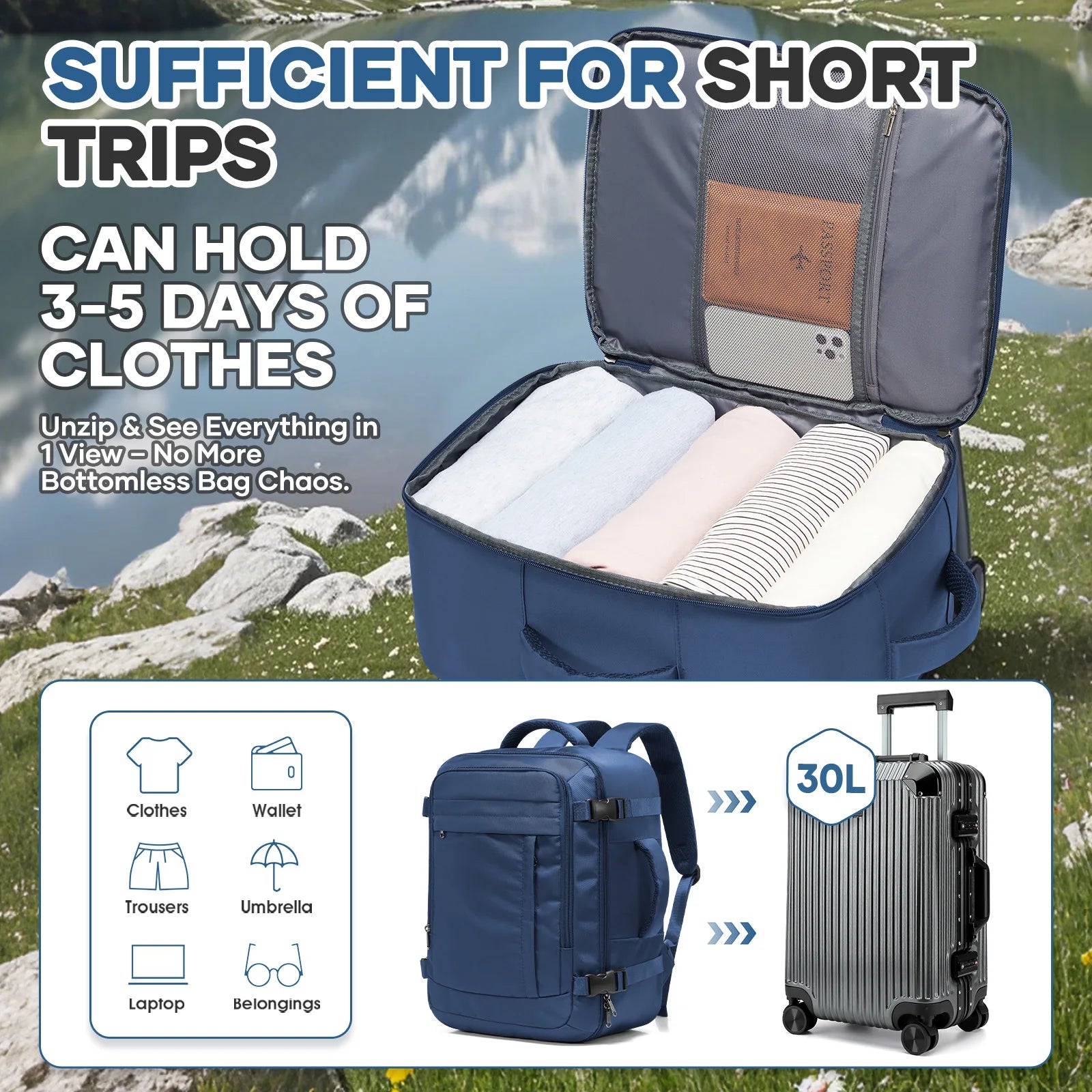 Ryanair Cabin Bags 40x30x20 Underseat Travel Backpack, Men Convenient Outdoor Backpack Business Backpack Storage Laptop Bag