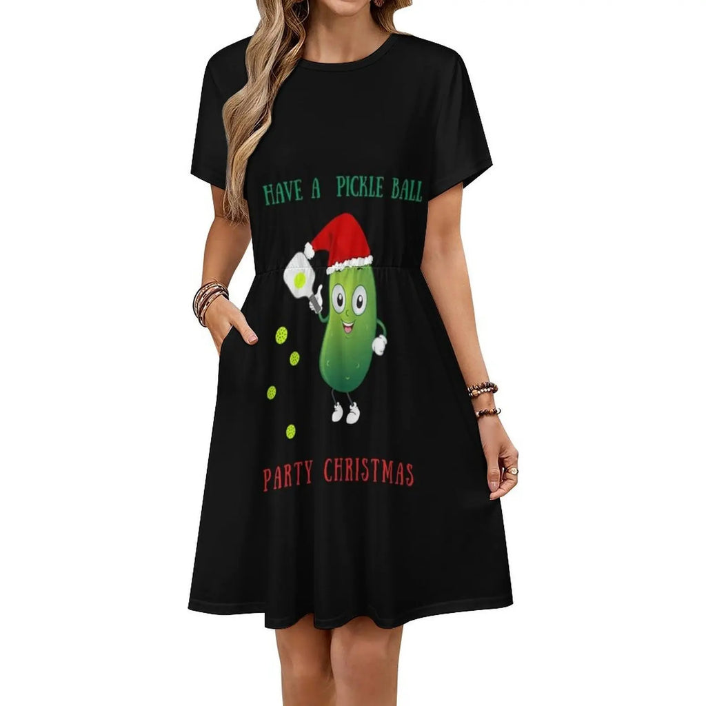 Have A Pickle Ball Party Christmas Korean Style Dress For Women Elegant Casual Dress For Party Or Daily Wear Marvacousins246