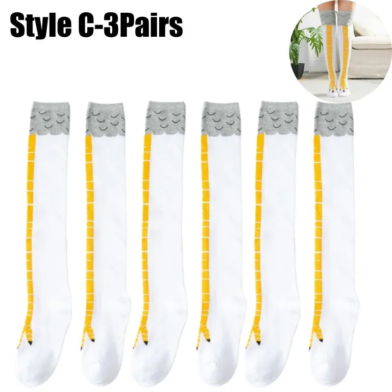 Funny Chicken Leg Socks for Adults Novelty Gifts for Halloween Party Knee High Slimming with Breathable Trendy Stockings