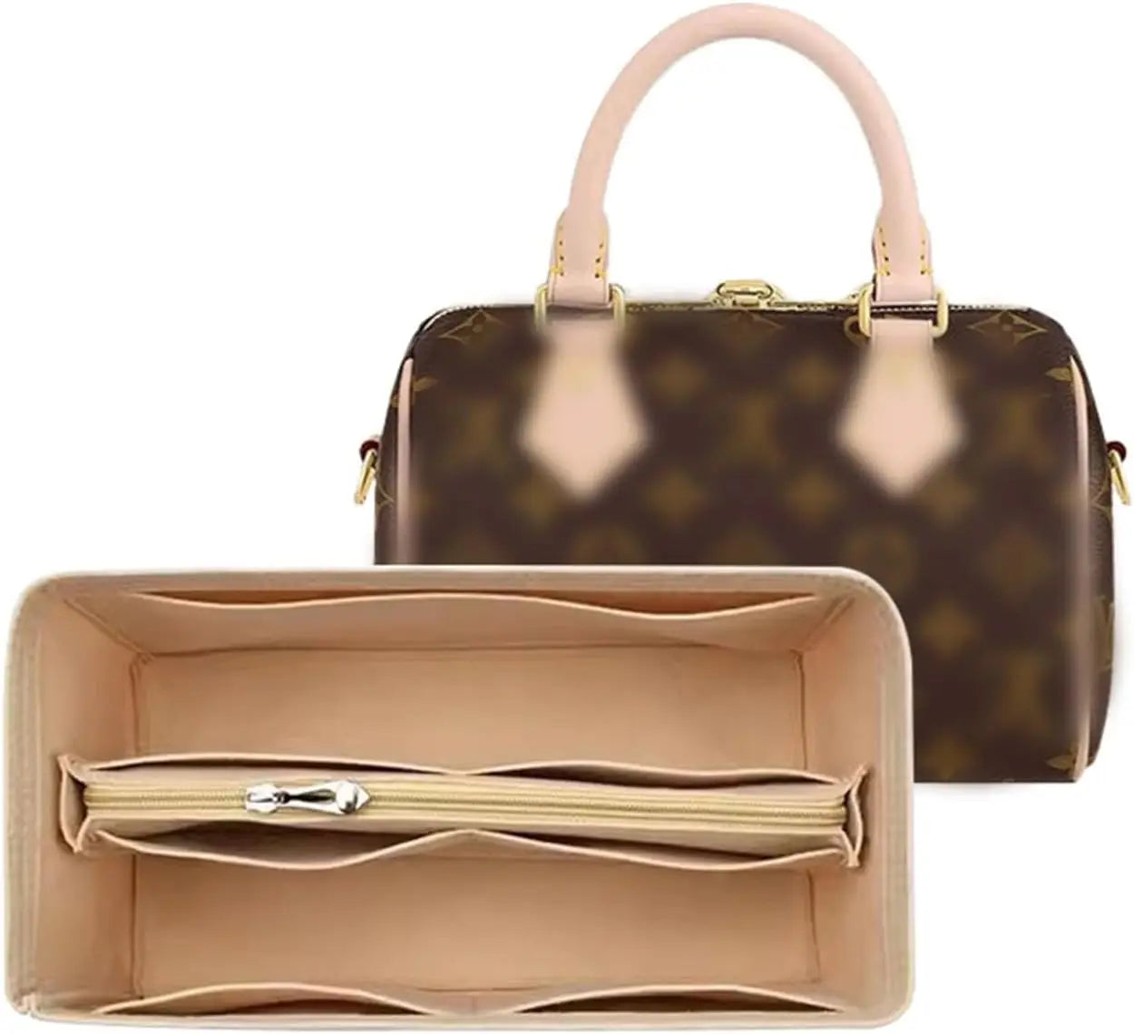 Felt Purse Organizer Insert for LV Neverfull PM, Speedy 25/30/35 Tote, Zippered Handbag Liner Shaper