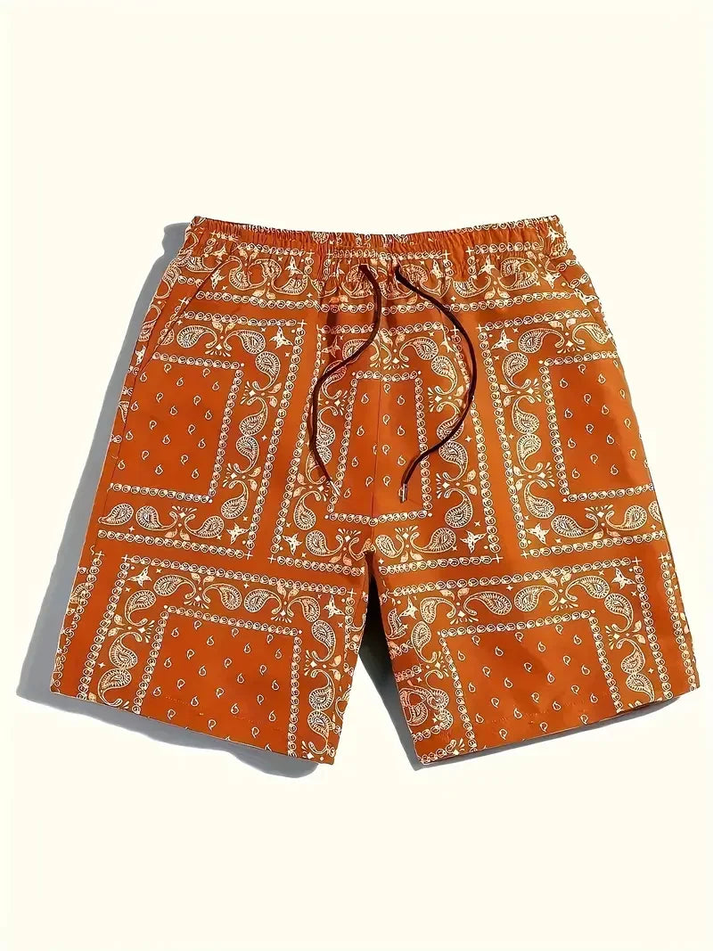 2025 Hot-selling New Retro Flower 3D Printing Casual Hawaiian Vacation Shorts Men's Outdoor Breathable Quick-drying Beach Shorts