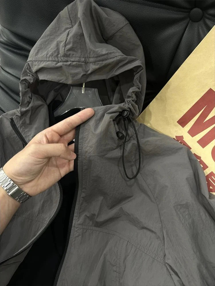 Lightweight Thin Ice Silk UV Protection Clothing for Men Summer Outdoor Sports Hooded Jaet Breathable Qui Dry Polyester F...